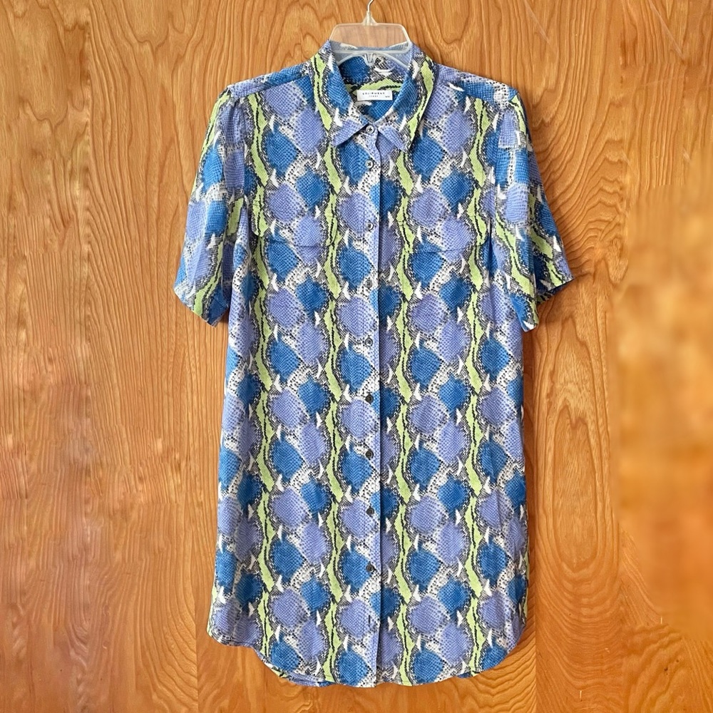 Equipment Femme silk snake print shirt dress, size medium - Picture 2 of 10